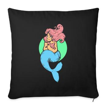 Sirène sirène sirène conte de fées - Housse de coussin décorative 45 x 45 cm - noir - Devant