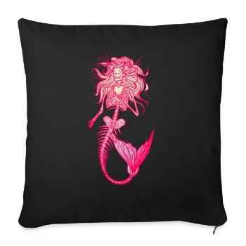 Sirène sirène sirène conte de fées - Housse de coussin décorative 45 x 45 cm - noir - Devant