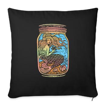 Sirène sirène sirène conte de fées - Housse de coussin décorative 45 x 45 cm - noir - Devant