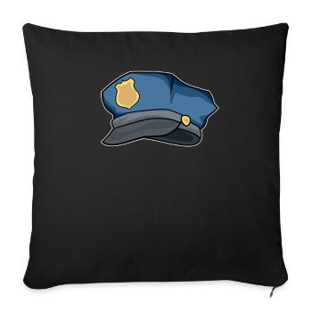 Police cap policier Bande dessinée idée de cadeau de police - Housse de coussin décorative 45 x 45 cm - noir - Devant