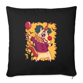 Clown licorne, halloween, licorne - Housse de coussin décorative 45 x 45 cm - noir - Devant