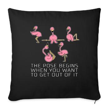 Flamingo disant yoga cadeau drôle drôle - Housse de coussin décorative 45 x 45 cm - noir - Devant