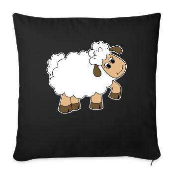 Comic Cartoon Wolle Bauernhof Schaf Lamm Geschenk - Sofakissenbezug 45 x 45 cm - Schwarz - Vorne