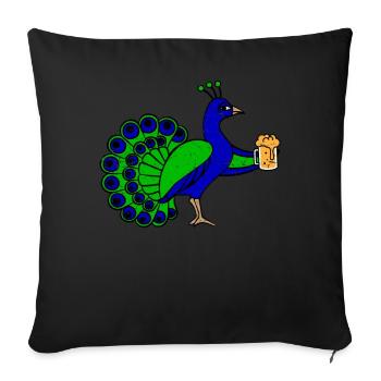Pfau Bier Bierkrug Lustig Party Feier Geschenk - Sofakissenbezug 45 x 45 cm - Schwarz - Vorne