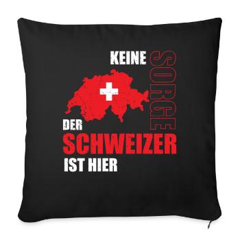 Lustiger Schweizer Spruch Schweiz Fahne Geschenk - Sofakissenbezug 45 x 45 cm - Schwarz - Vorne