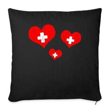 Switzerland Switzerland Hearts Love Sweet Gift - Sofa pillowcase 17,3'' x 17,3'' (45 x 45 cm) - black - Front