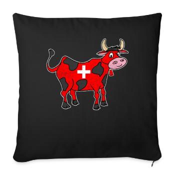 Swiss Cow Cross Cute Gift - Sofa pillowcase 17,3'' x 17,3'' (45 x 45 cm) - black - Front