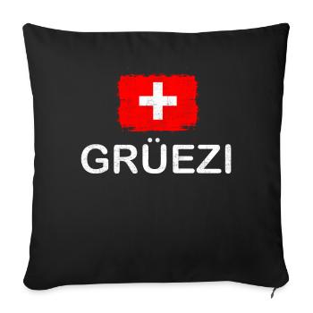 Schweiz Schweizer Schild Helvetia Grüezi Geschenk - Sofakissenbezug 45 x 45 cm - Schwarz - Vorne