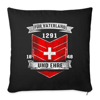 1291 Schweiz Flagge Vaterland Ehre Stolz Geschenk - Sofakissenbezug 45 x 45 cm - Schwarz - Vorne