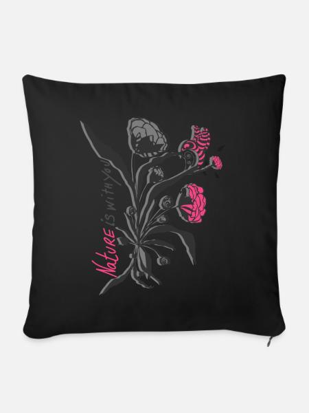 La nature est avec toi - Housse de coussin décorative 45 x 45 cm - noir