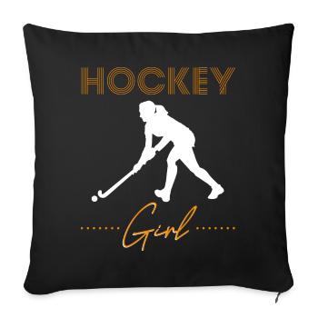 Hockey sur gazon fille cadeau de hockey sur gazon - Housse de coussin décorative 45 x 45 cm - noir - Devant