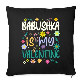 Babushka est mon cadeau de La Saint-Valentin Saint-Valentin - Housse de coussin décorative 45 x 45 cm - noir - Devant