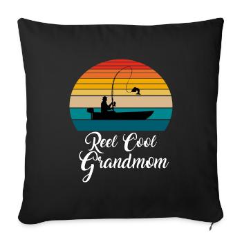 Reel Cool Grandmom Fishing Gifts - Sofakissenbezug 45 x 45 cm - Schwarz - Vorne