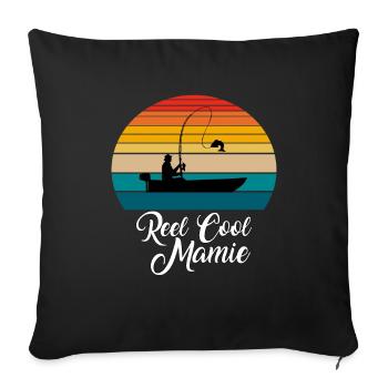 Reel Cool Mamie Cadeaux de pêche - Housse de coussin décorative 45 x 45 cm - noir - Devant