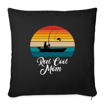 Reel Cool Mom Fishing Gifts - Sofakissenbezug 45 x 45 cm - Schwarz - Vorne