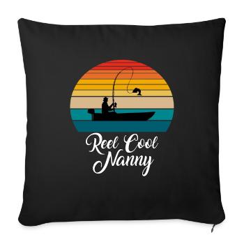Reel Cool Nanny Fishing Gifts - Sofakissenbezug 45 x 45 cm - Schwarz - Vorne