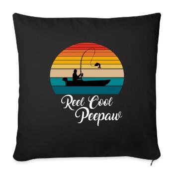 Reel Cool Peepaw Fishing Gifts - Sofakissenbezug 45 x 45 cm - Schwarz - Vorne