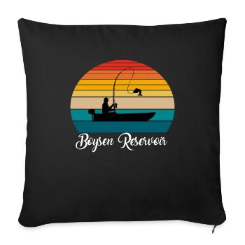 Lieu de pêche du réservoir Boysen - Housse de coussin décorative 45 x 45 cm - noir - Devant