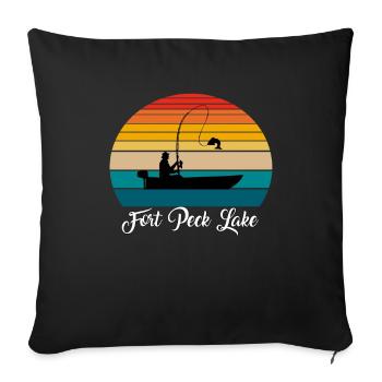 Fort Peck Lake Fishing Spot - Sofa pillowcase 17,3'' x 17,3'' (45 x 45 cm) - black - Front