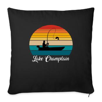 Lake Champlain Fishing Spot - Sofa pillowcase 17,3'' x 17,3'' (45 x 45 cm) - black - Front