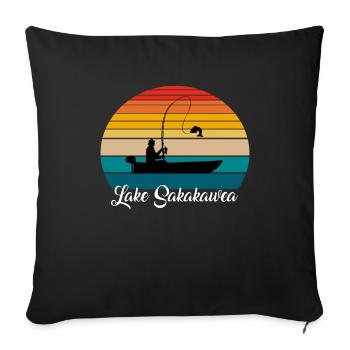 Lake Sakakawea Fishing Spot - Sofa pillowcase 17,3'' x 17,3'' (45 x 45 cm) - black - Front