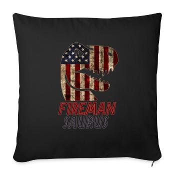 Patriotic Fireman Dinosaur - Sofa pillowcase 17,3'' x 17,3'' (45 x 45 cm) - black - Front