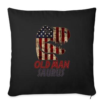 Vieux dinosaure patriotique - Housse de coussin décorative 45 x 45 cm - noir - Devant