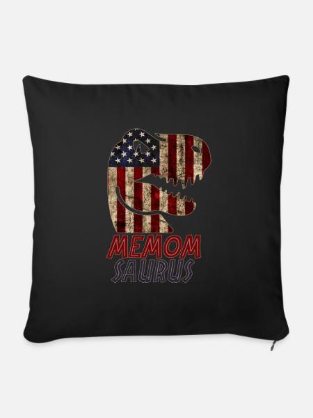 Patriotic Memom Dinosaur - Sofa pillowcase 17,3'' x 17,3'' (45 x 45 cm) - black