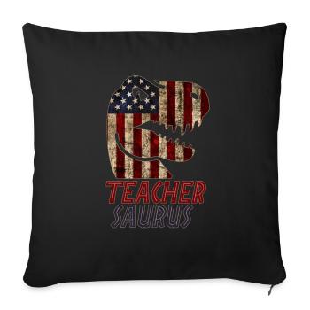 Enseignant patriotique dinosaure - Housse de coussin décorative 45 x 45 cm - noir - Devant
