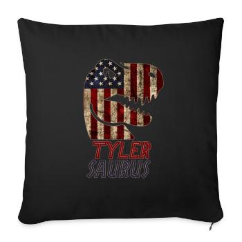 Patriotique Tyler Dinosaur Tylersaurus - Housse de coussin décorative 45 x 45 cm - noir - Devant