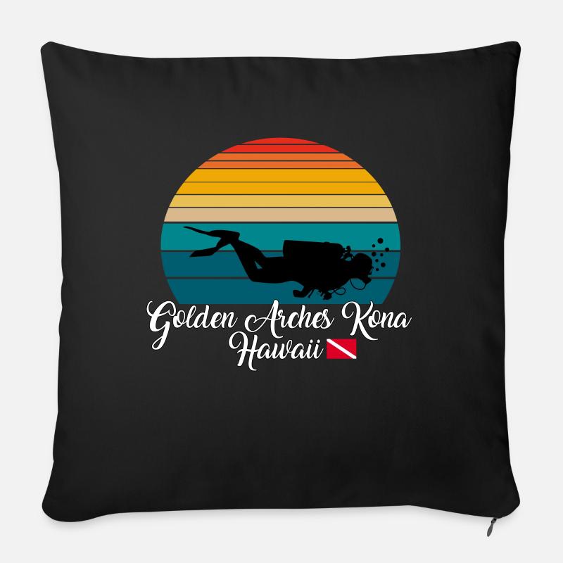 Arches d’Or Kona Hawaii Plongée - Housse de coussin décorative 45 x 45 cm - noir