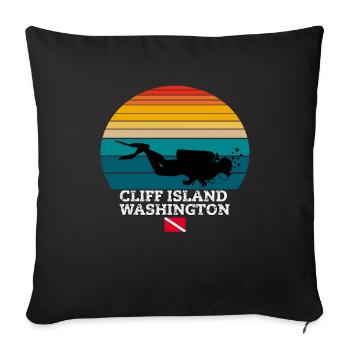 Cliff Island Plongée sous-marine sur l’île américaine - Housse de coussin décorative 45 x 45 cm - noir - Devant