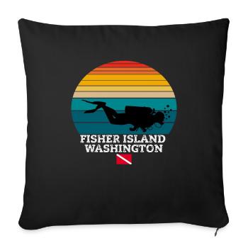 Fisher Island Us Island Plongée sous-marine - Housse de coussin décorative 45 x 45 cm - noir - Devant