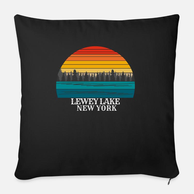 Lac Lewey New York - Housse de coussin décorative 45 x 45 cm - noir