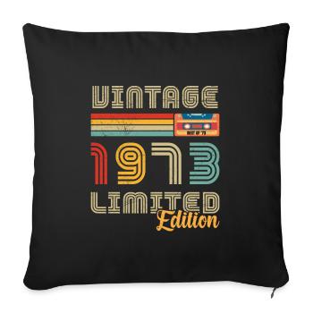 Vintage 1973 Birthday Gift 1973 - Sofa pillowcase 17,3'' x 17,3'' (45 x 45 cm) - black - Front