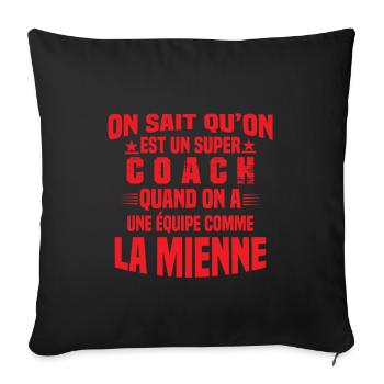 Un Super Coach Cadeau Entraîneur Sportif Humour - Housse de coussin décorative 45 x 45 cm - noir - Devant