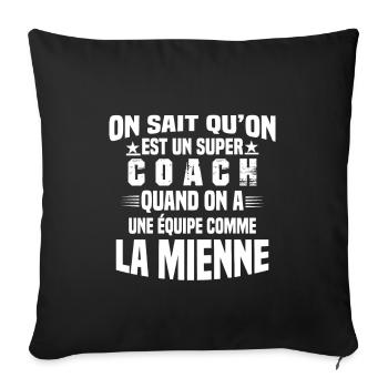 Un Super Coach Cadeau Entraîneur Sportif Humour - Housse de coussin décorative 45 x 45 cm - noir - Devant
