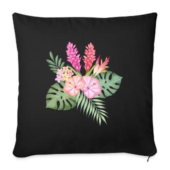 Tropical flower greeting - Sofa pillowcase 17,3'' x 17,3'' (45 x 45 cm) - black - Front