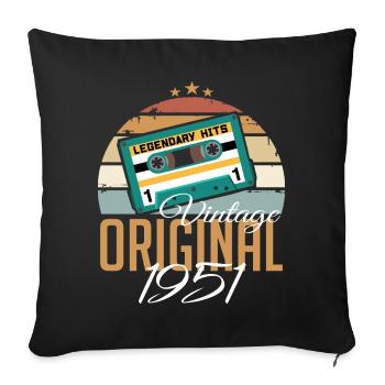 Vintage 1951 Born Original 1951 Birthday - Sofa pillowcase 17,3'' x 17,3'' (45 x 45 cm) - black - Front