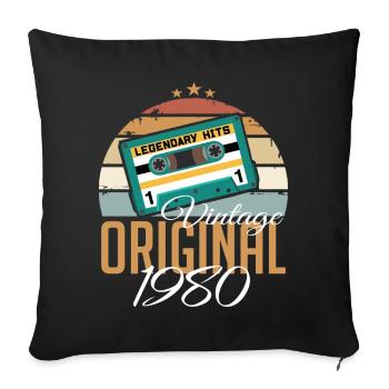 Anniversaire des années 1980 né Original des années 1980 - Housse de coussin décorative 45 x 45 cm - noir - Devant