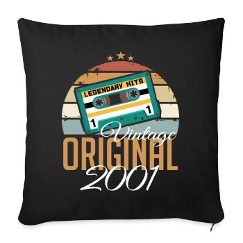 Millésime 2001 Born Original 2001 Anniversaire - Housse de coussin décorative 45 x 45 cm - noir - Devant