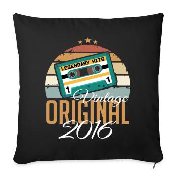 Vintage 2016 Born Original 2016 Birthday - Sofa pillowcase 17,3'' x 17,3'' (45 x 45 cm) - black - Front