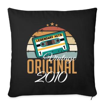 Vintage 2010 Born Original 2010 Birthday - Sofa pillowcase 17,3'' x 17,3'' (45 x 45 cm) - black - Front