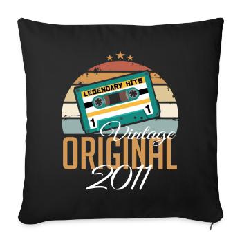 Vintage 2011 Born Original 2011 Birthday - Sofa pillowcase 17,3'' x 17,3'' (45 x 45 cm) - black - Front