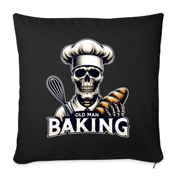 Old Man Baking Skull mit Bäckermütze backt Brot - Sofakissenbezug 45 x 45 cm - Schwarz - Vorne