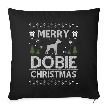 Merry Dobie Christmas Dogs Ugly Christmas Dogs - Sofa pillowcase 17,3'' x 17,3'' (45 x 45 cm) - black - Front