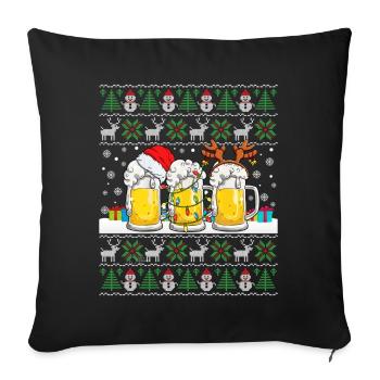 Ugly Christmas Sweater with Beer Ugly Christmas - Sofa pillowcase 17,3'' x 17,3'' (45 x 45 cm) - black - Front