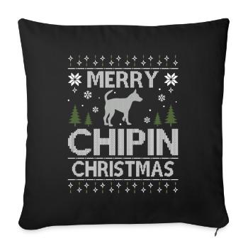 Merry Chip Christmas Dogs Ugly Christmas Dogs - Sofa pillowcase 17,3'' x 17,3'' (45 x 45 cm) - black - Front