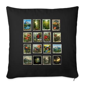 Postage stamps help nature - Sofa pillowcase 17,3'' x 17,3'' (45 x 45 cm) - black - Front