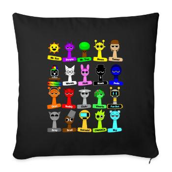 Sprunki rigolos Anniversaire - Housse de coussin décorative 45 x 45 cm - noir - Devant